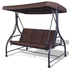 3 Seats Outdoor Canopy Swing In Brown