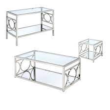 Furniture Of America Beller 3 Piece Coffee Table Set In Chrome