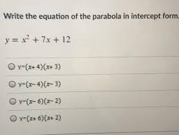 Parabola In Intercept Form Y Math