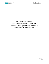 2014 Provider Manual Molina Healthcare Of Ohio Inc