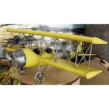 Juniper Ivory Retro Airplane Hanging Wall Decor Airplane Table Display 21 X 23 X 9 Yellow 69858