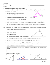 discovering exterior angles of a triangle