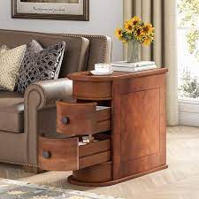 Tribesigns Eric 24 In Brown Solid Wood Chairside End Table Two Drawer Narrow Side Table Fully Assembled