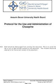 Protocol For The Use And Administration Of Clozapine Pdf