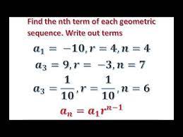 Nth Term Of Each Geometric Sequence