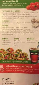 menu at pita pit fast food san go