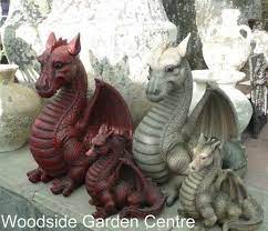 Red Dragon Garden Ornament Mystical