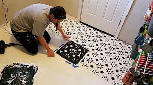 time laps stenciled floor tile you