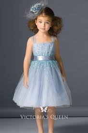 Cute Light Blue Tulle Short Sequins Flower Girl Dress Vq