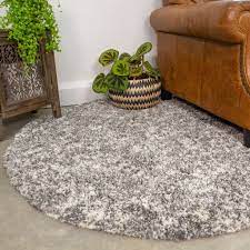 silver gy round circle rug for