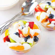 fruit salad with creamy vanilla yogurt