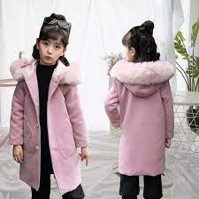 Kids Girls Coat Jacket Faux Fur Hooded