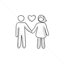 couple in love sketch icon vector