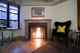 in new york the fireplace flickers