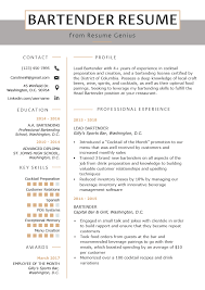 Create a resume in minutes with professional resume templates. Bartender Resume Example Writing Guide Resume Genius