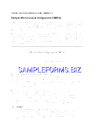 Sample Memorandum Of Agreement Doc Pdf Free 4 Pages