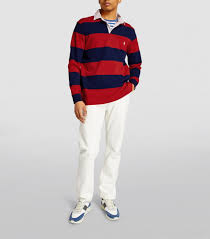 polo ralph lauren red striped rugby