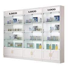 wall cabinet retail makeup shelf