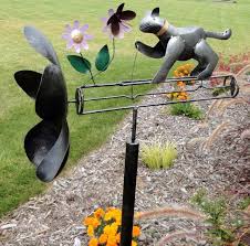 Grey Cat And Erfly Whirligig W Pole
