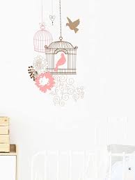 1pc Birdcage Cartoon Pink Flowers Wall