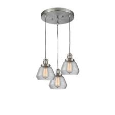 Innovations Lighting Fulton Brushed Satin Nickel Three Light Pendant With Clear Sphere Glass 211 3 Sn G172 Bellacor
