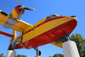This aircraft has a load of 1,800 litres of water to drop over fires, specifically forest fires. Canadair Cl 215 Water Bomber All Pyrenees France Spain Andorra