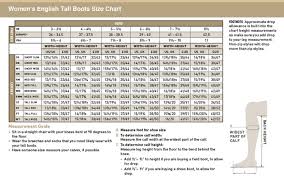 Tall Riding Boot Size Chart