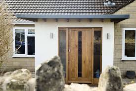 wooden front doors with glass bath