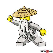 How to draw Sensei Wu from LEGO NinjaGO - Sketchok easy drawing guides