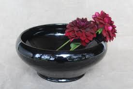 Ebony Black Depression Glass Vase Deco