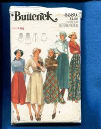 1970s Butterick 5580 Bias Cut Gathered Or Pleated Skirts