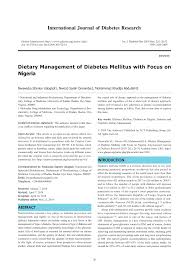Pdf Dietary Management Of Diabetes Mellitus With Focus On