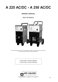 Air Liquide A 250 Ac Dc Alw M110500426 Owner S Manual