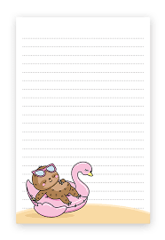 Summer Sloths Beach Theme Stationery Free Printable