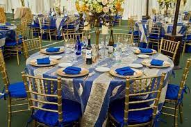 royal blue and gold wedding decoration