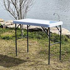 Folding Outdoor Side Plastic Table Metal Frame With Sink And Faucet