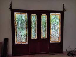 Hinged Beveled Stained Glass Door For