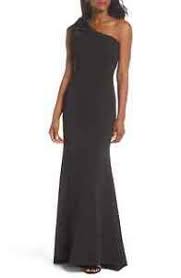 Details About New Eliza J Bow One Shoulder A Line Gown Dress Size 10p 188 Black Nordstrom
