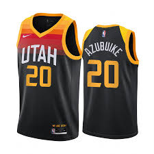 The predominantly black uniform features simplified color bands strikingly positioned on the top half of the jersey and the left leg of the shorts. Udoka Azubuike Black Jersey 2020 21 Jazz 20 City 2020 Nba Draft Jersey