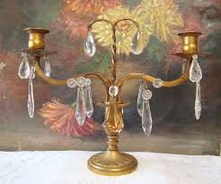 Beautiful Antique Girandole Lamp With Crystal Droplets