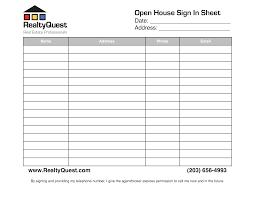 Printable Real Estate Open House Sign In Sheet Download Them Or Print