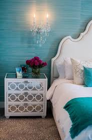 White Arch Headboard On Turquoise Blue