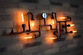 Steampunk Style Pipe Light Large Wall