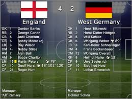 Information about the final game played in the 1966 soccer world cup between the national teams of west germany and england with details about goals, starters and reserves, substitutions, cards and more. England 4 West Germany 2 In 1966 At Wembley The Team Line Ups And Stats For The World Cup Final 1966 World Cup Final World Cup Final 1966 World Cup
