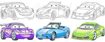Related wallpaper for printable convertible car coloring pages for kids. Cartoon Cars Coloring Pages For Kids Colorful Clipart Characters Royalty Free Cliparts Vectors And Stock Illustration Image 148049435