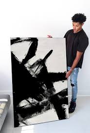 black abstract brushstroke wall art