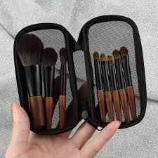 8 piece mini makeup brush set portable