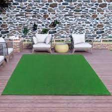 ottomanson forest waterproof solid gr 8x10 indoor outdoor artificial gr rug 7 10 inch x 9 10 inch green