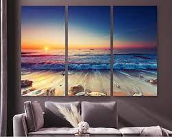 Sunset Beach Canvas Wall Art Ocean