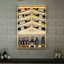 Metal Wall Mounted Gold Wine Rack